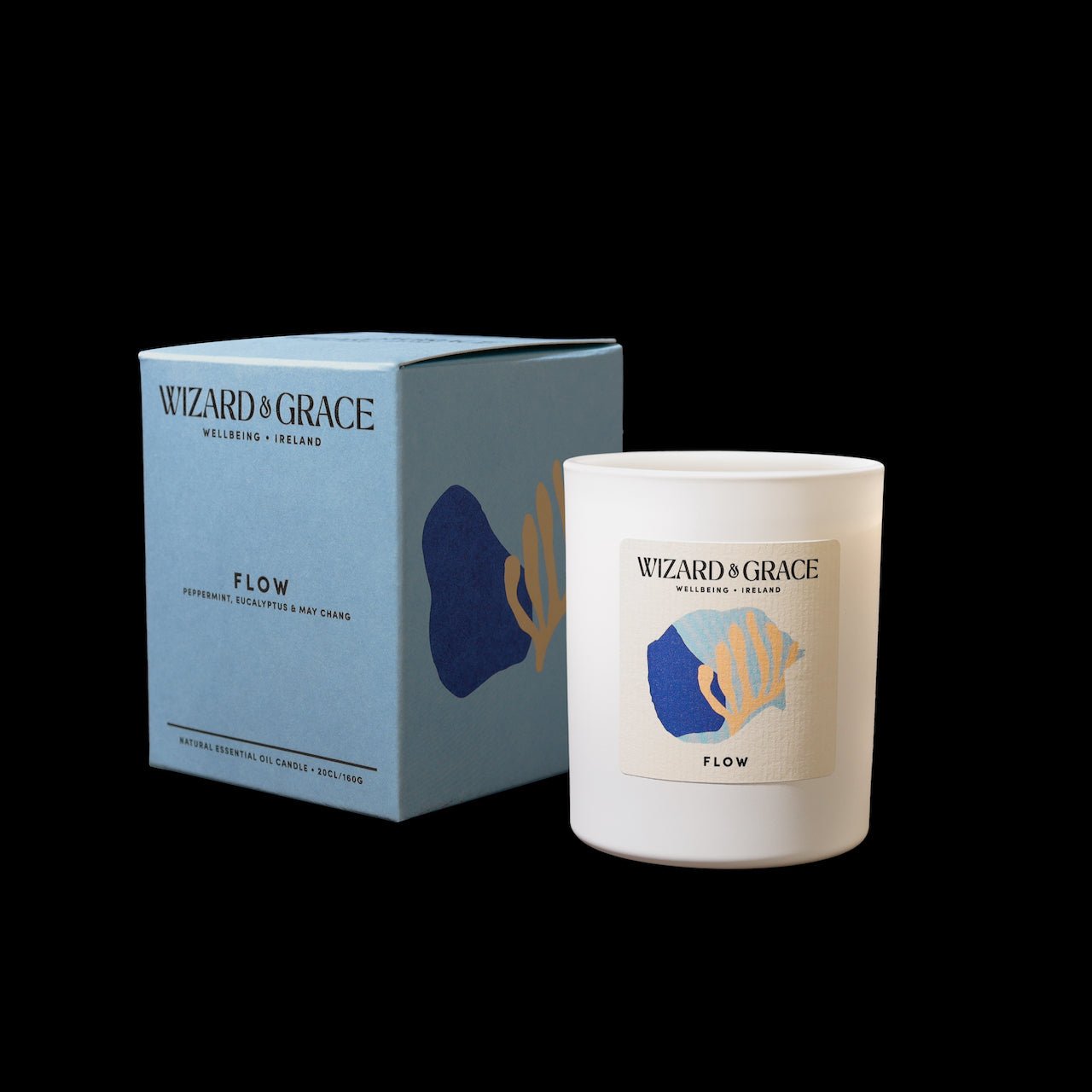Flow Essential Oil Candle by Wizard & Grace, featuring a minty scent for focus & clarity.