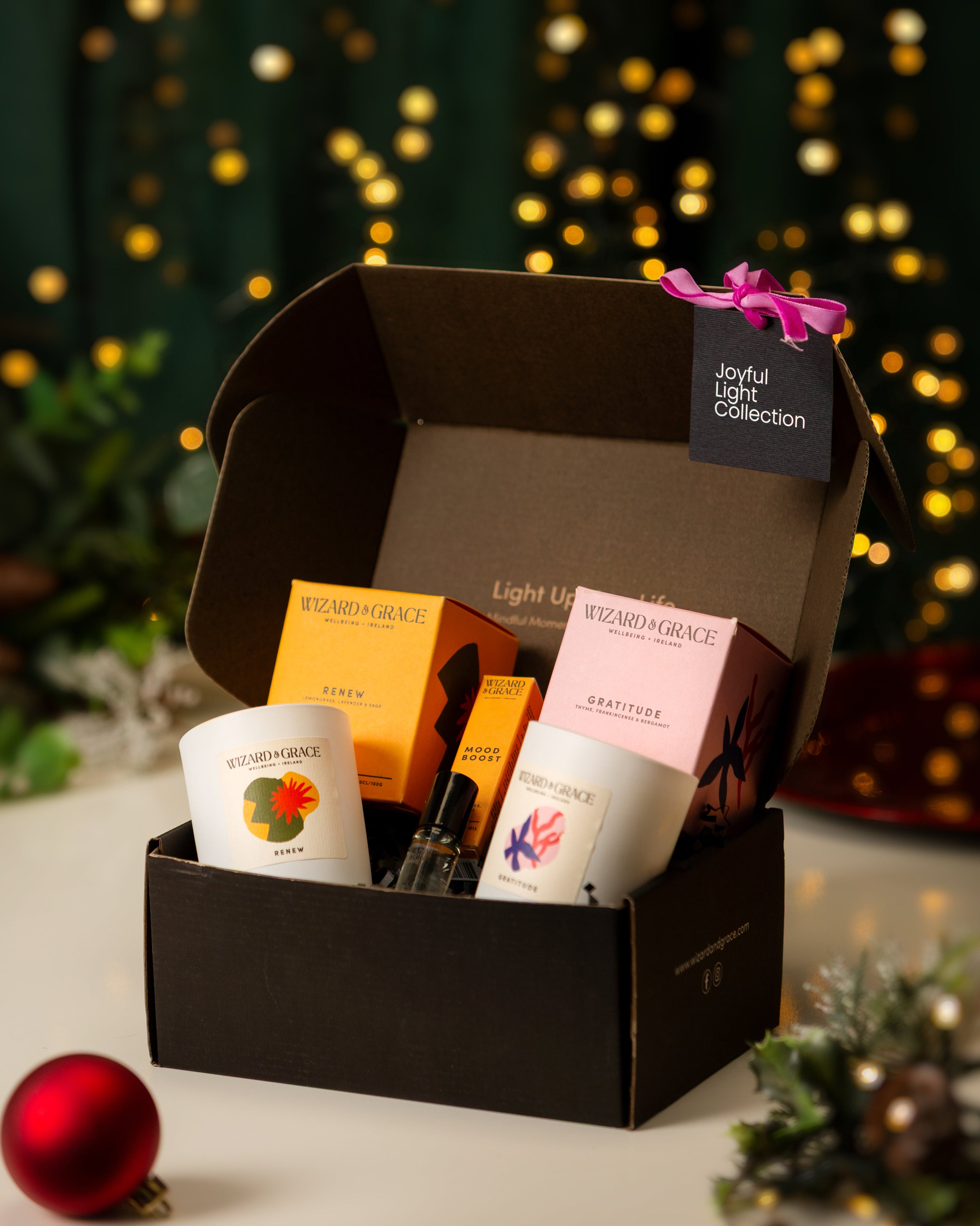 Wizard & Grace Joyful Light Collection: Mood Boost & Gratitude Gift Set | Irish Aromatherapy Candle Gift Set - Wizard & Grace