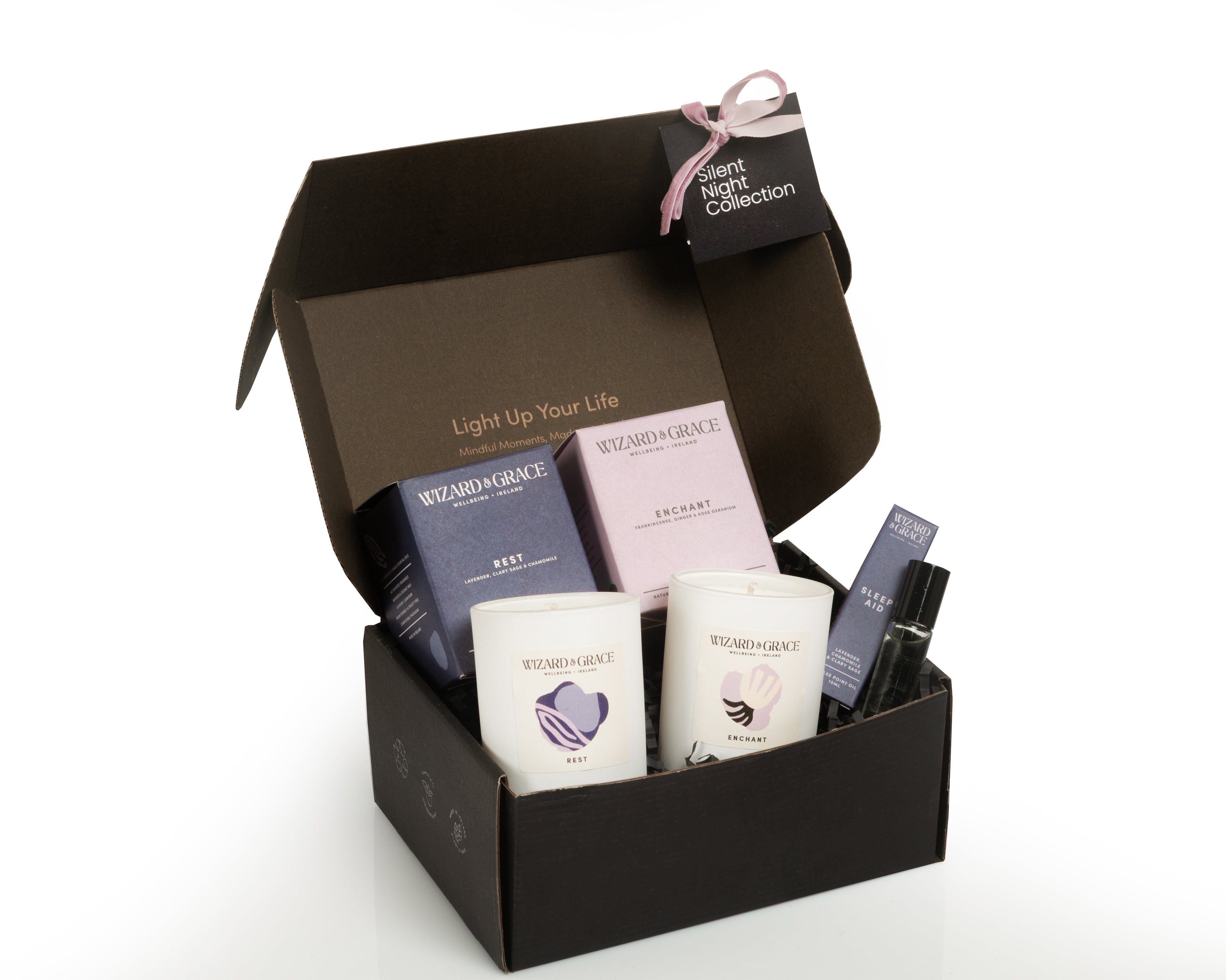 Wizard & Grace Silent Night Collection | Irish Aromatherapy Candle Gift Set |Ultimate Sleep Aid Gift Set - Wizard & Grace