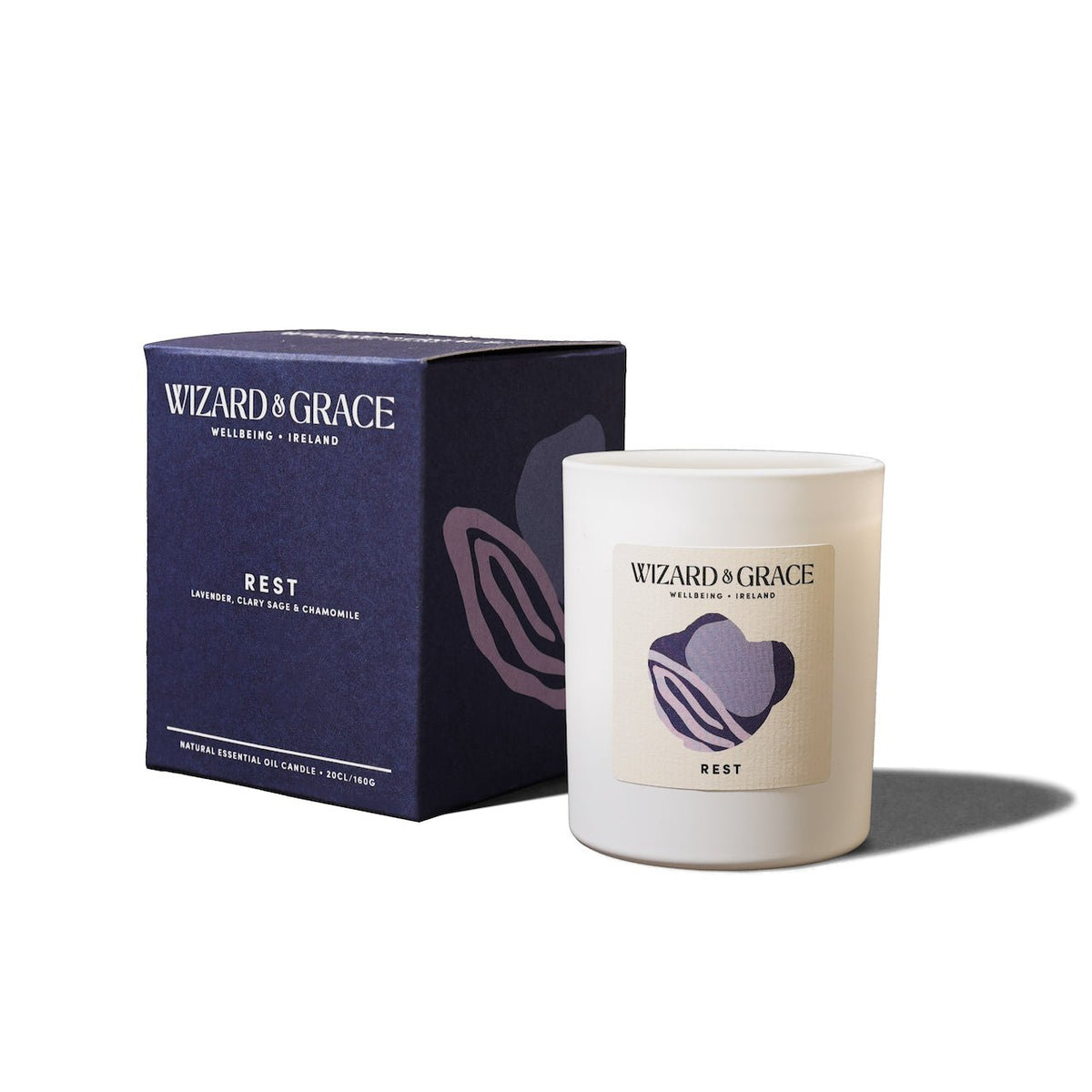est - Oiche (Night) Essential Oil Candle by Wizard &amp; Grace, featuring a lavender, clary sage, and chamomile scent.