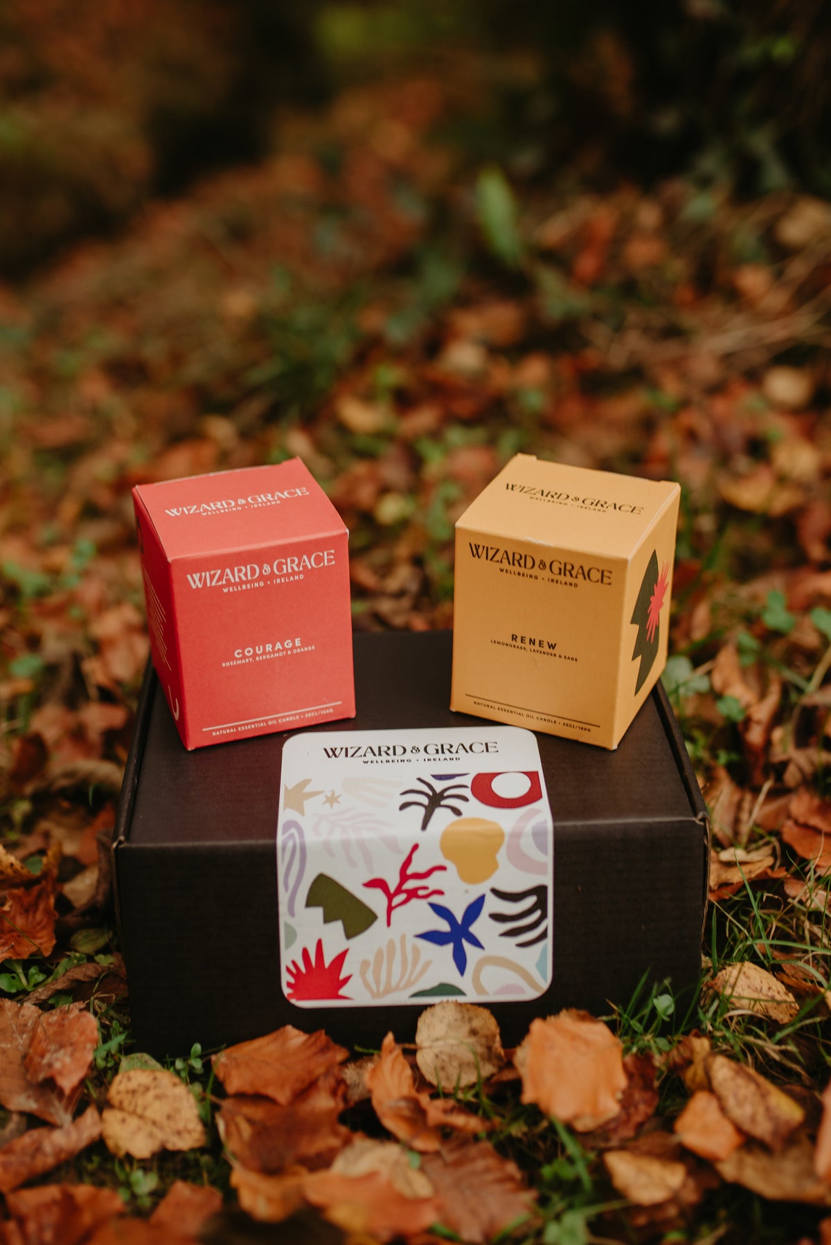 Samhain Gift Set: Courage &amp; Renewal Aromatherapy Candles | Luxury Irish Candles for Autumn Reflection - Wizard &amp; Grace