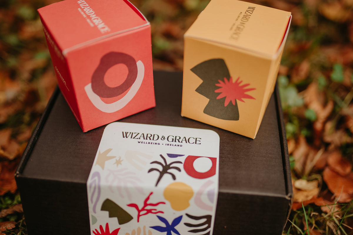 Samhain Gift Set: Courage &amp; Renewal Aromatherapy Candles | Luxury Irish Candles for Autumn Reflection - Wizard &amp; Grace