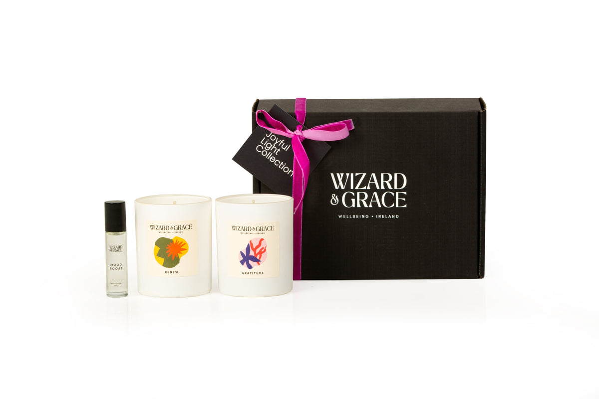 Wizard &amp; Grace Joyful Light Collection: Mood Boost &amp; Gratitude Gift Set | Irish Aromatherapy Candle Gift Set - Wizard &amp; Grace