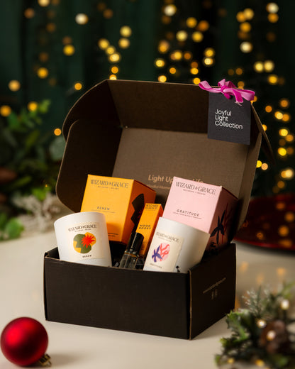 Wizard &amp; Grace Joyful Light Collection: Mood Boost &amp; Gratitude Gift Set | Irish Aromatherapy Candle Gift Set - Wizard &amp; Grace