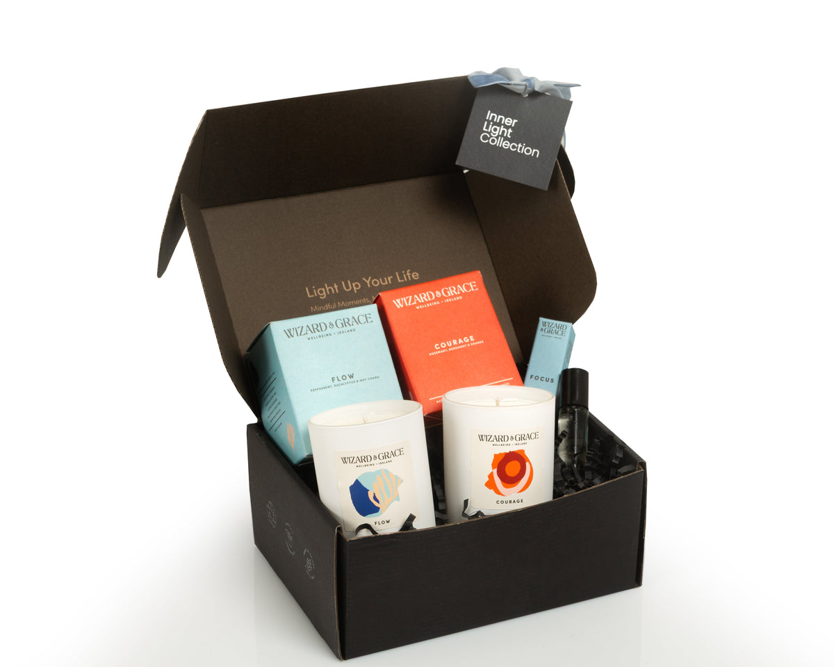 Wizard &amp; Grace The Inner Light Collection: Focus, Flow &amp; Courage Gift Set | Irish Aromatherapy Candle Gift Set - Wizard &amp; Grace