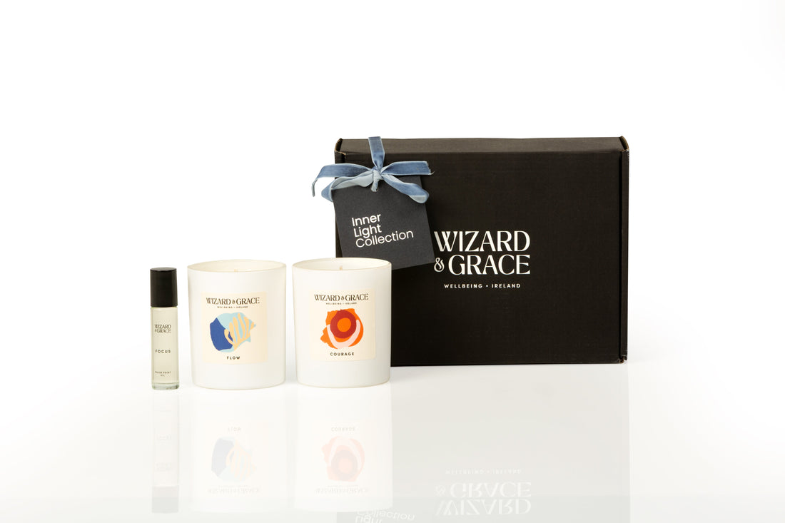 Wizard &amp; Grace The Inner Light Collection: Focus, Flow &amp; Courage Gift Set | Irish Aromatherapy Candle Gift Set - Wizard &amp; Grace